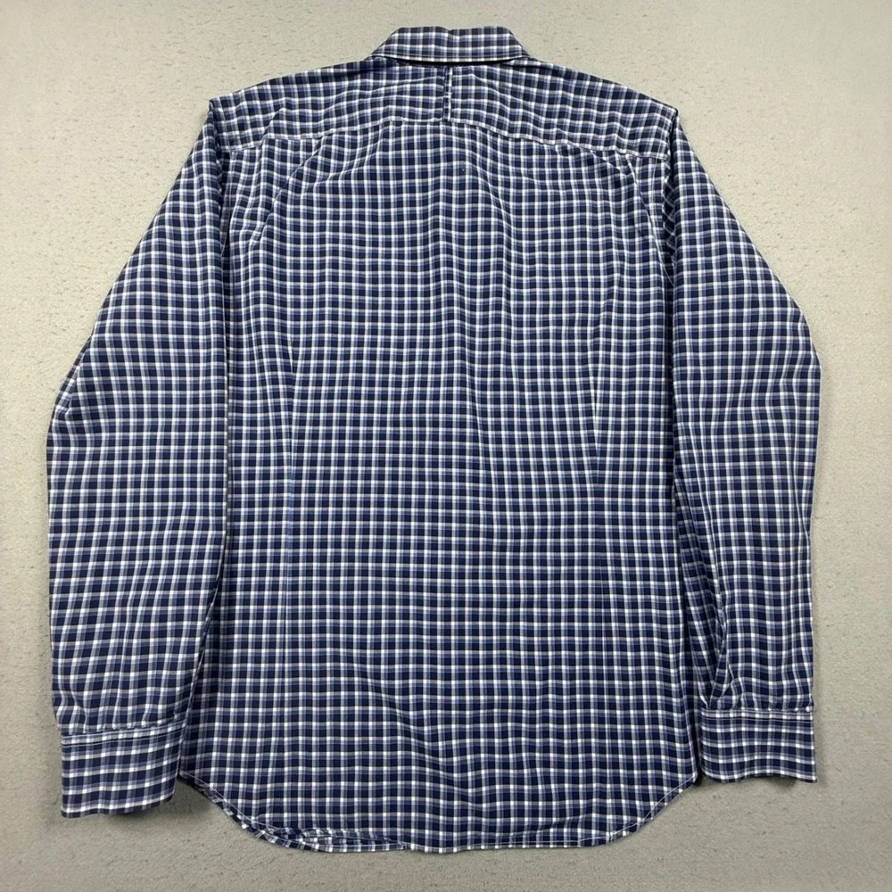 Banana Republic Mens XL Blue White Checkered Soft Wash Tailored Slim Fit Shirt